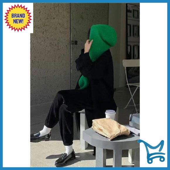 Winter Knitted Hooded Scarf Hat Shawl Wrap Warm Acrylic One Size - Picture 4 of 8